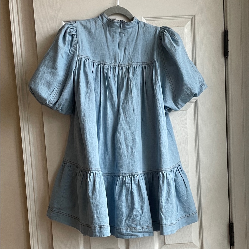 Women’s Denim Dress with Bow Accent S - Picture 2 of 4